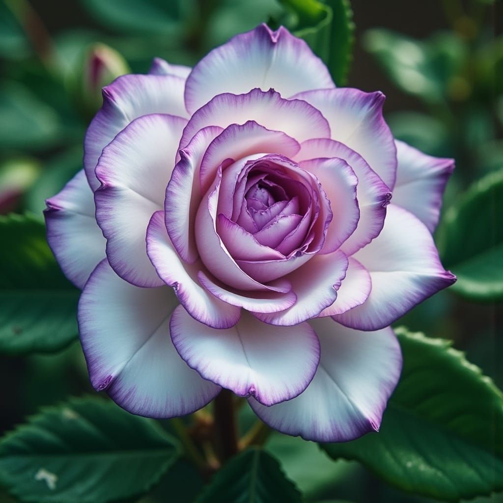 Macro Photo Of A Sculptural Rose With Violet Edges