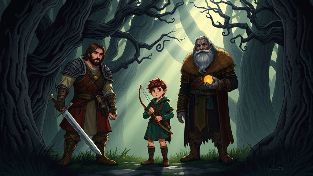 Enchanted Forest Border: Graphic Art Storybook Illustration