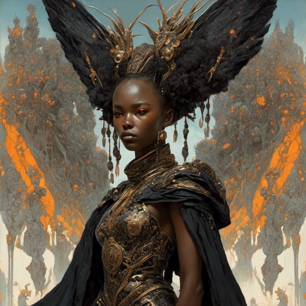 Funeral Procession Through Steppes in Art Nouveau Style