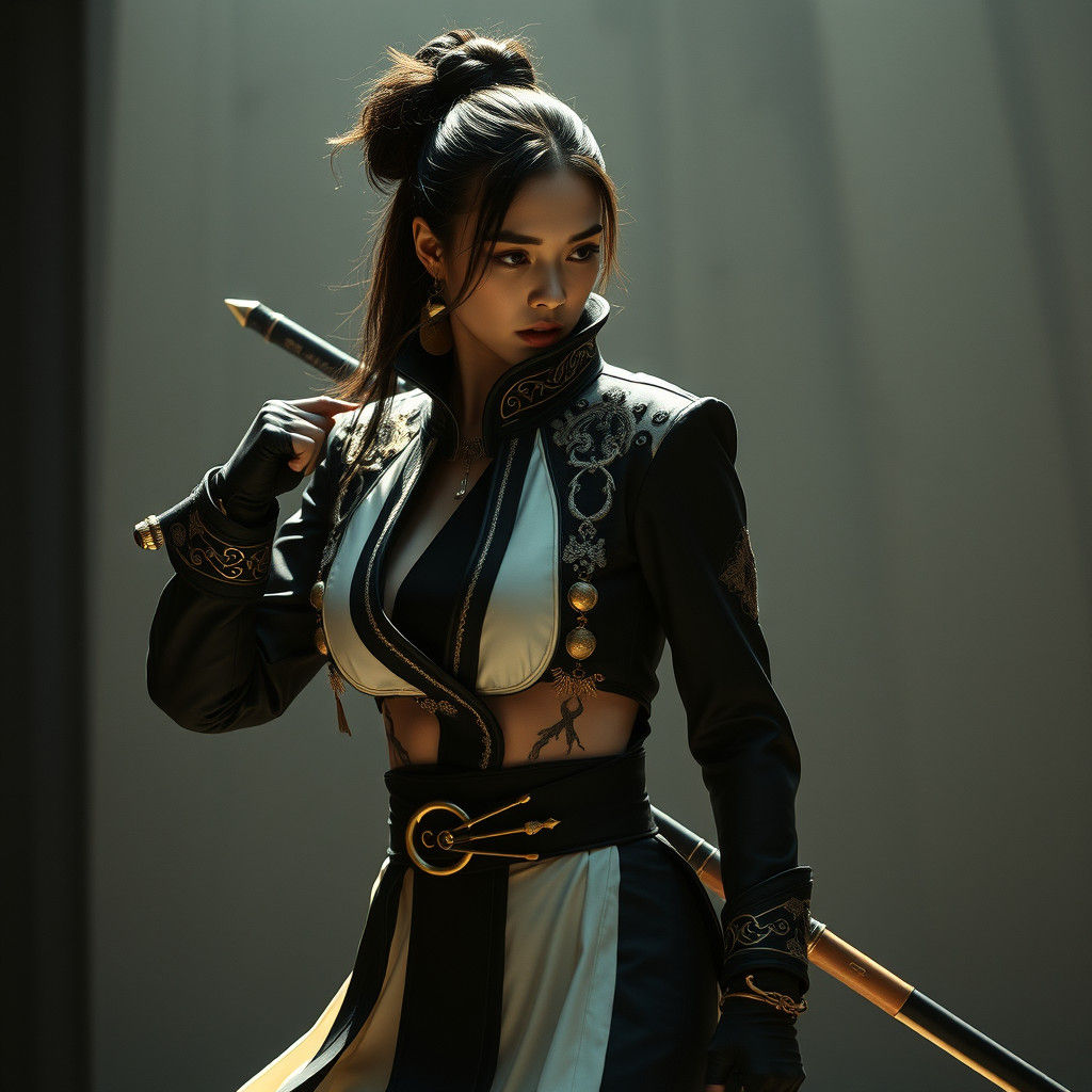 High-Fashion Ninja in Imperial Suit, Cinematic Style