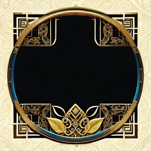 Golden Art Deco Kenaf Leaf Logo in Ornate Frame