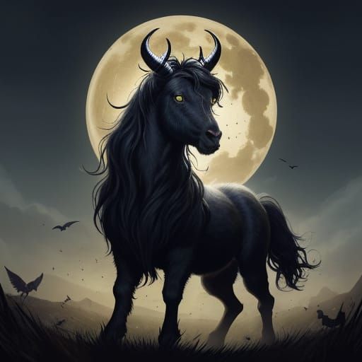 Mysterious Dark Horse Spirit with Glowing Eyes