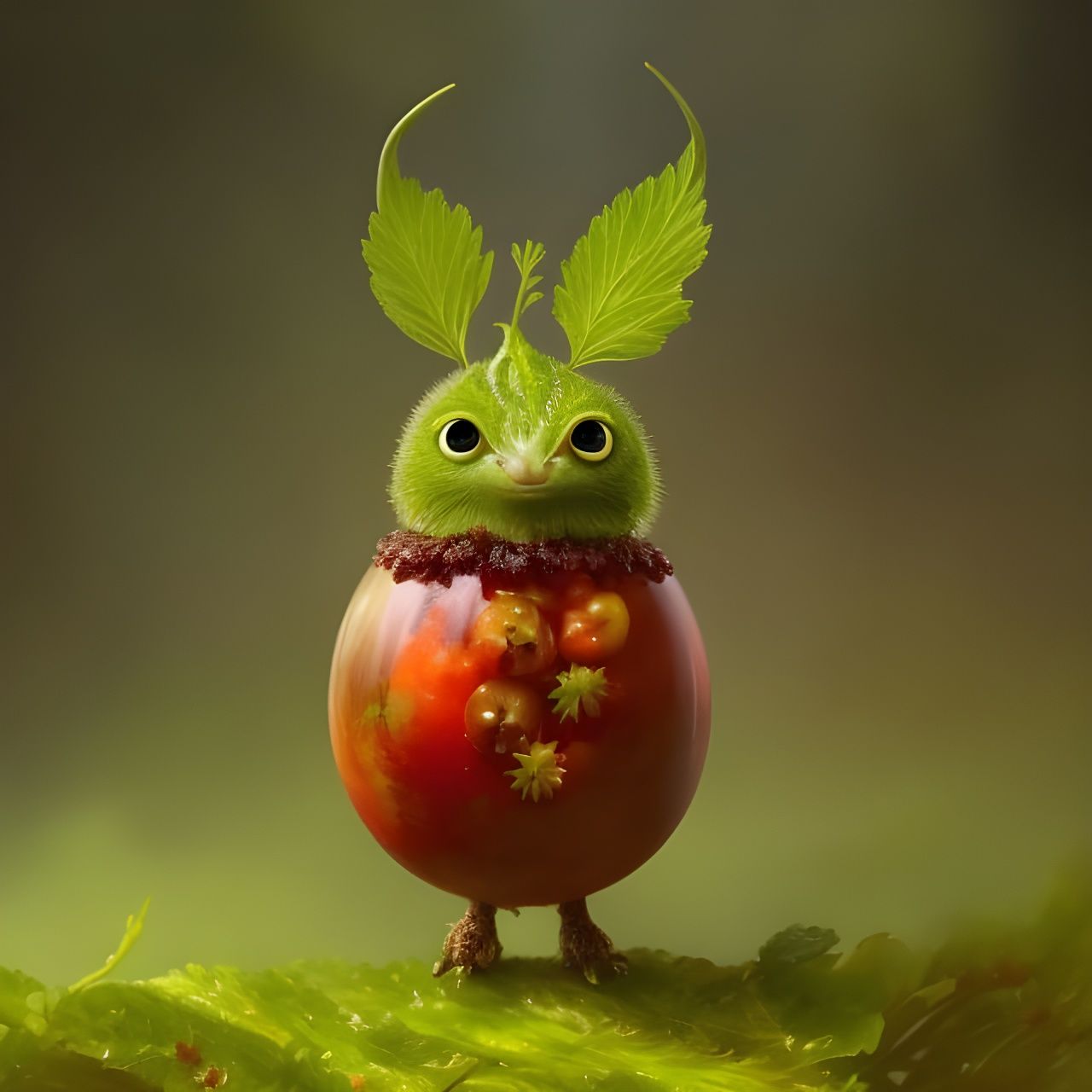 Filigree Fruit Warrior Portrait in Digital Art Style