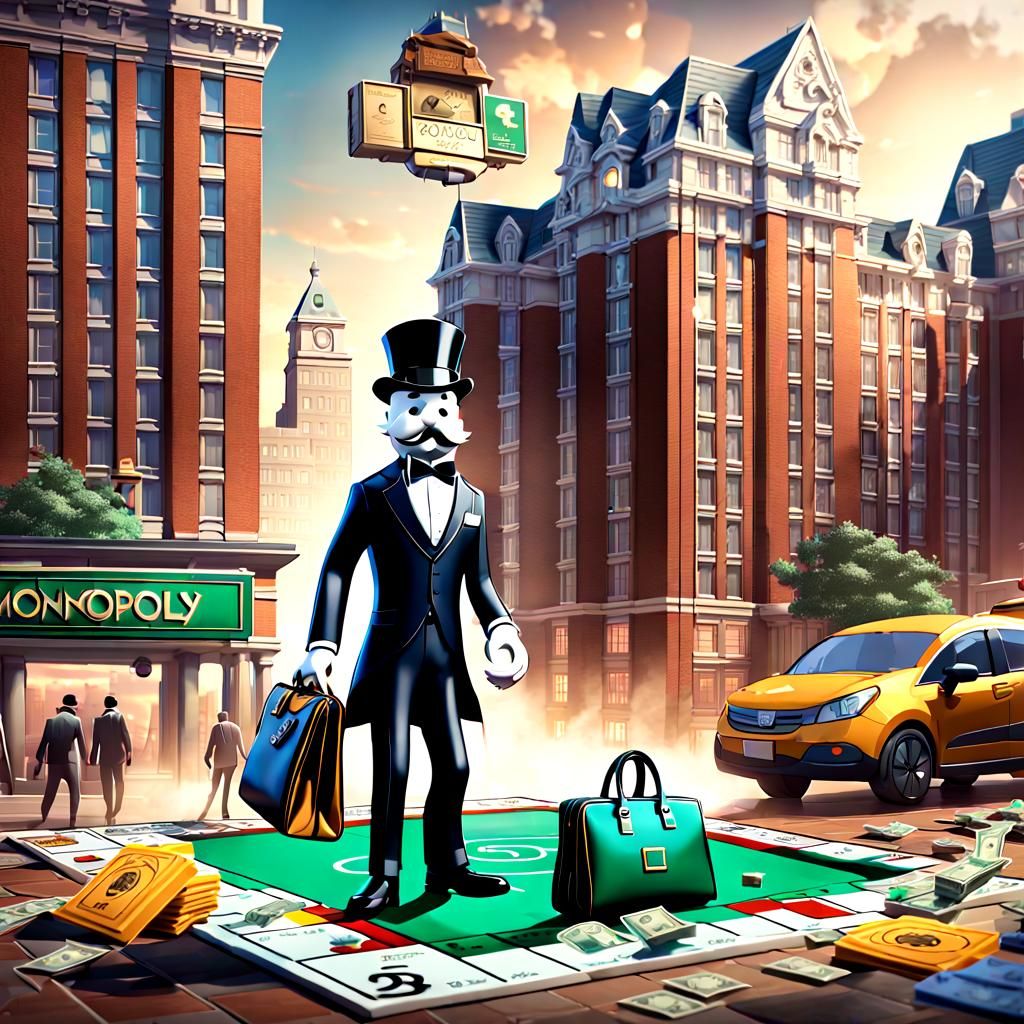 Monopoly Board Hotels Erupt in 3D Rendering