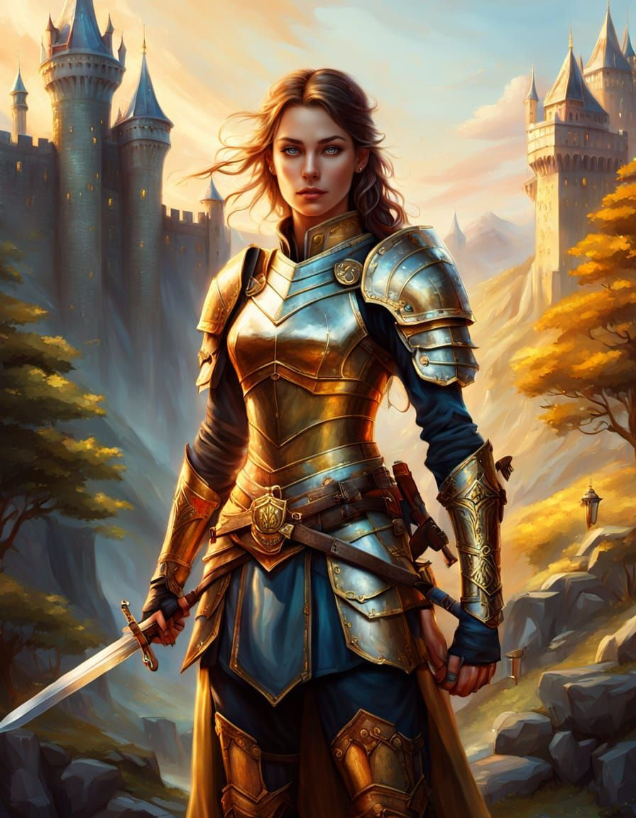 Lawful Good Female Character in D&D Style