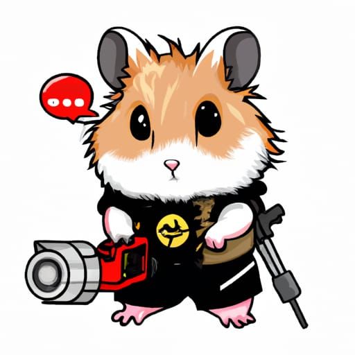 Hamster with a Gun Wearing a Shirt