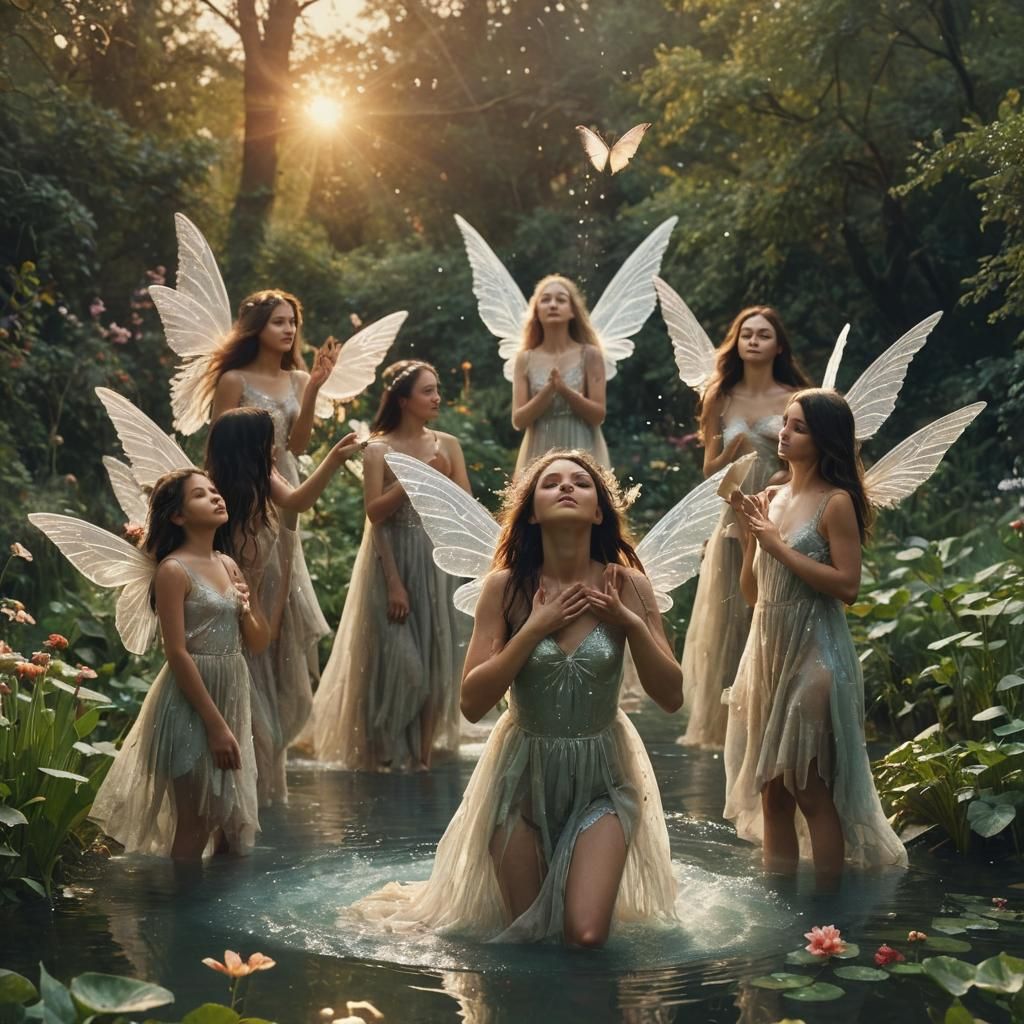 Fairies in a Garden: Surreal Digital Collage