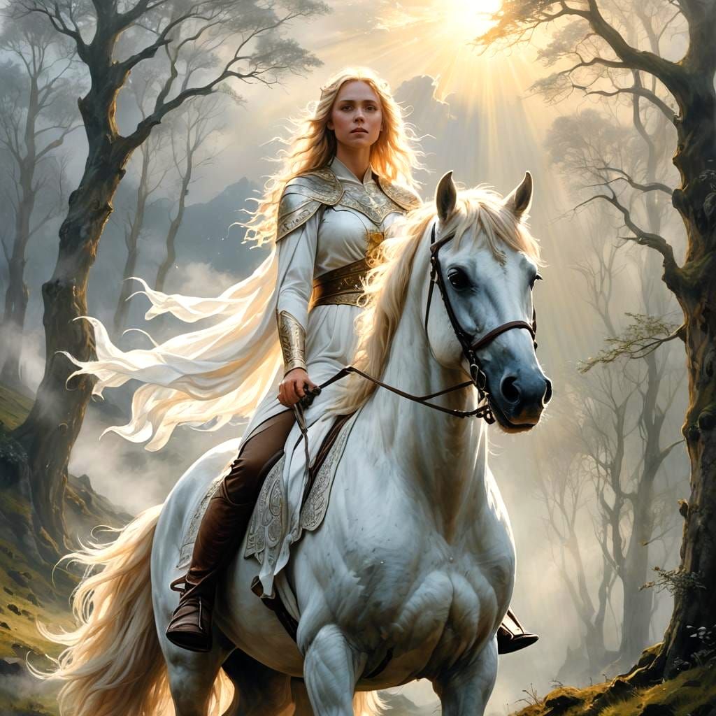 Regal Rhiannon Rides Aonbharr into Ethereal Welsh Landscape