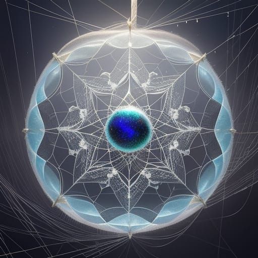 Ethereal Spiderweb Objects in Dreamlike Void