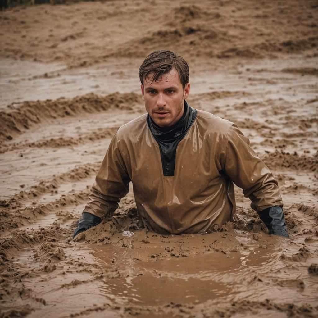 Man Sinking in Quicksand: High-Contrast Moody Photography