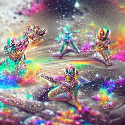 Rainbow Glitter Rangers in Mixed Media Style