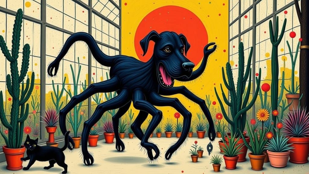 Rottweiler Headed Octopus Plant Chases Cat