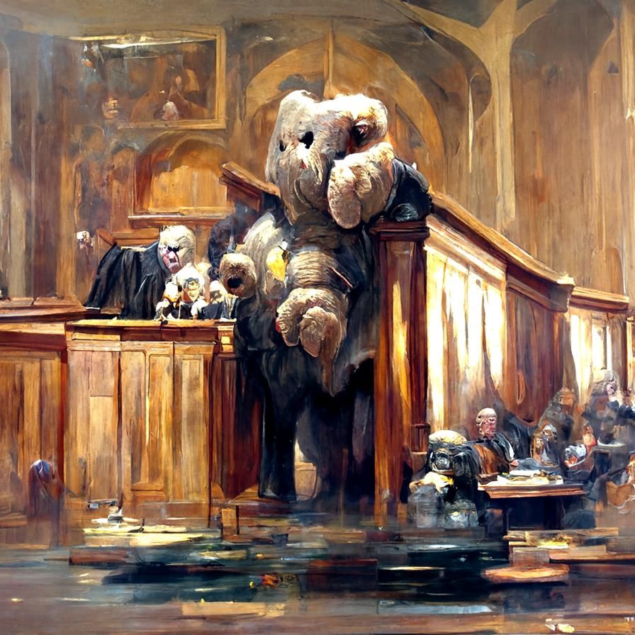Teddy Bear Courtroom in James Gurney Style