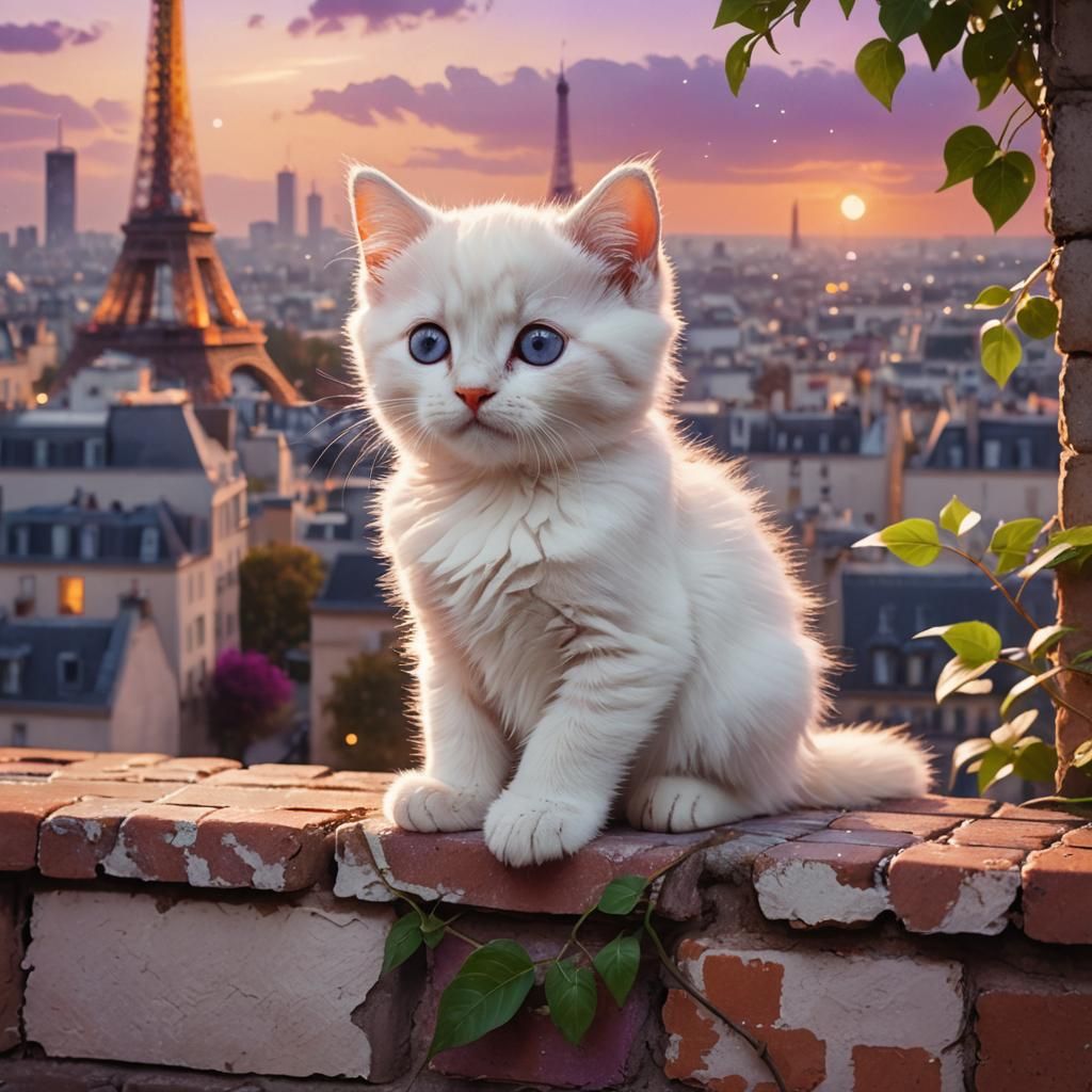 Kitten's Paris Dream in Digital Matte Painting