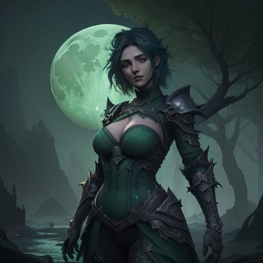 Fantastical Green Moon Concept Art
