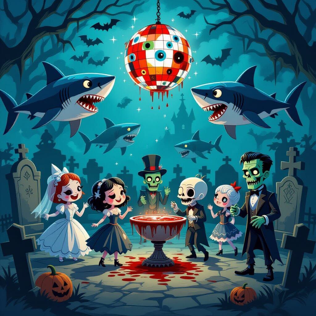 Cute Undead Prom Night in Gothic Ballroom