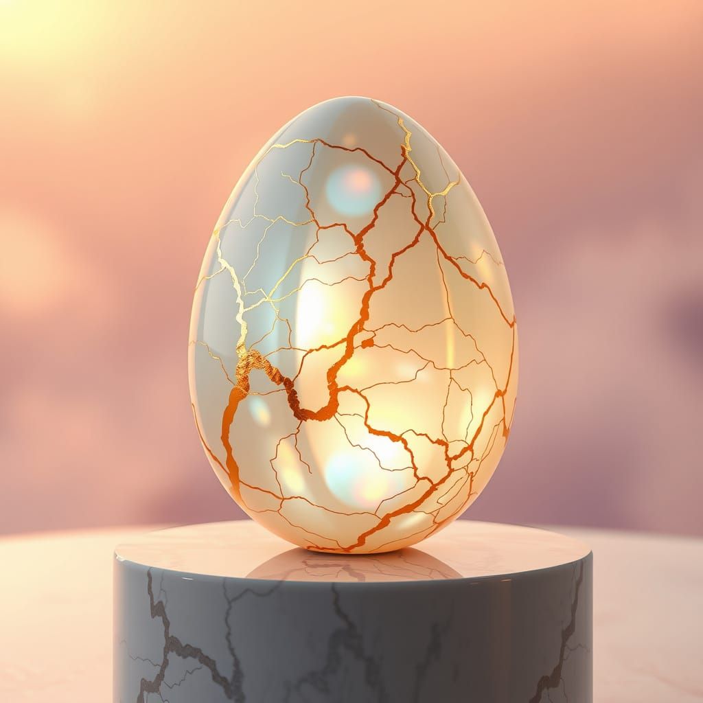 Ethereal, Iridescent Egg in a Dreamlike Atmosphere