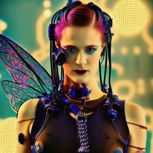 Cyberpunk Fairy Portrait with Neon Lighting