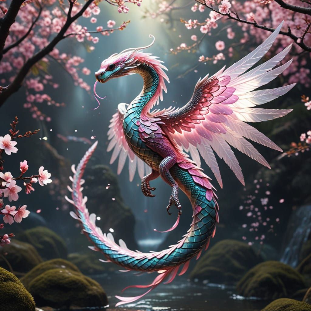 Sakura Goddess with Radiant Angel Wings and Shining Platinum...