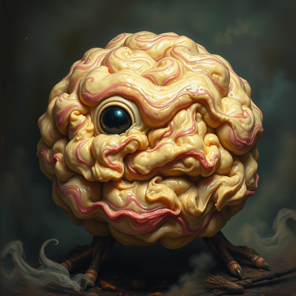 Surreal Alien Resembling Potato Salad, Oil on Canvas