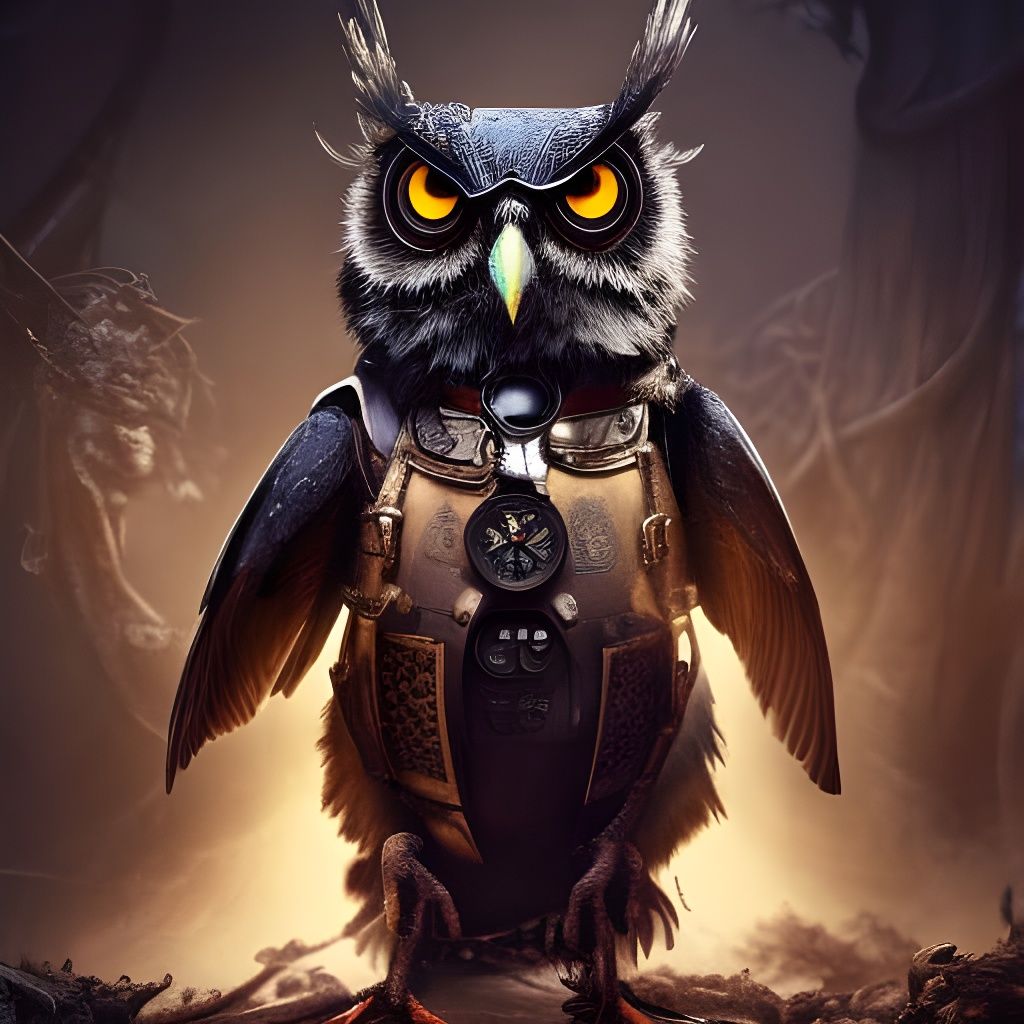 Steampunk Owl in Hyperrealistic Detail