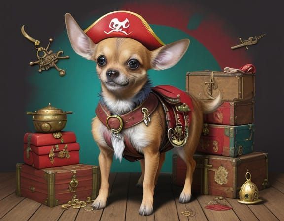 Pirate Chihuahua: A Whimsical Treasure Hunt Scene