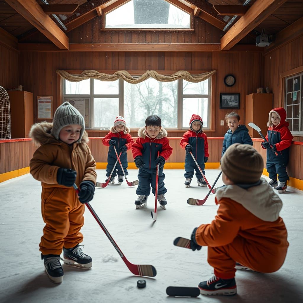 Cozy Hockey Club: Asian Children's Winter Joy in 4K