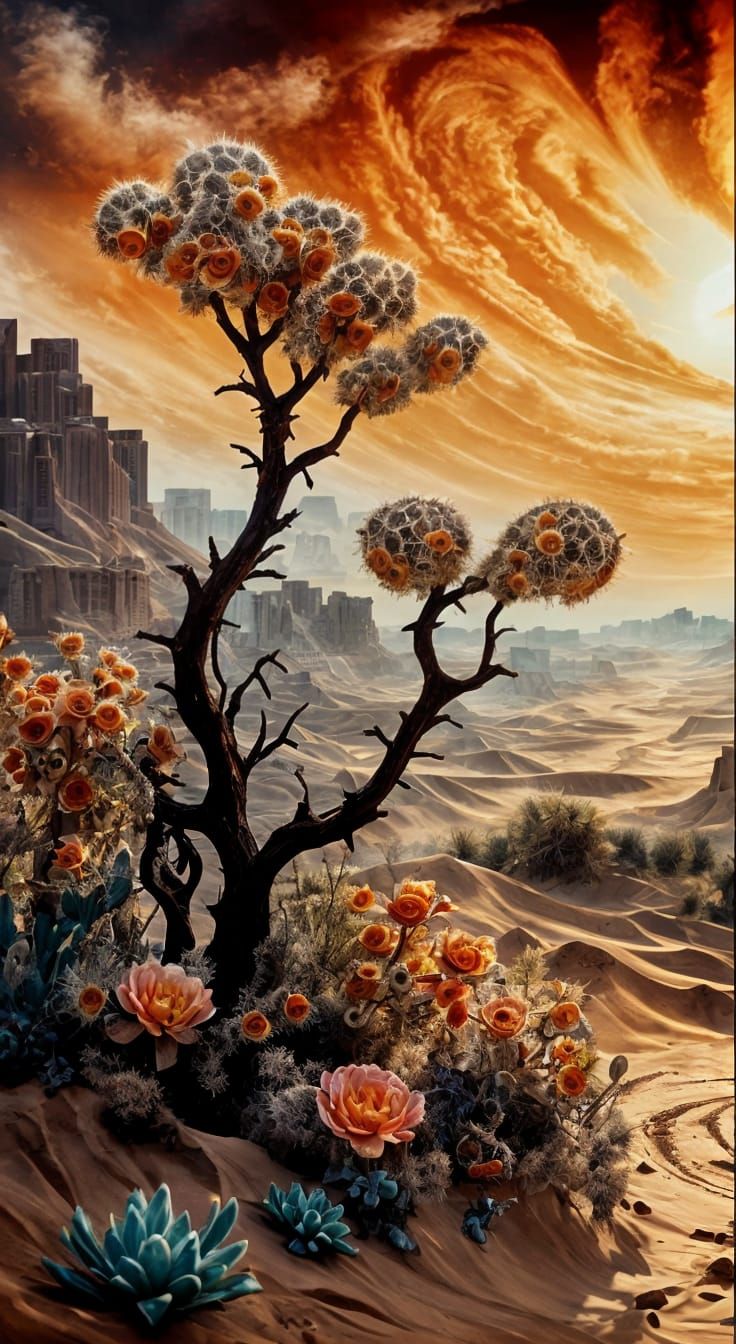 Lost Desert City Revealed by Sand Dunes in Epic Matte Painti...