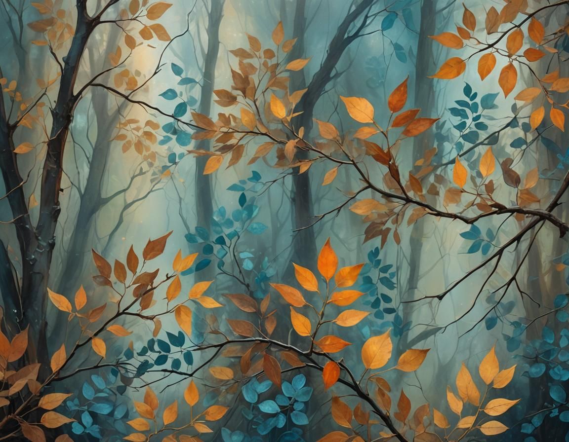 Abstract Expressionist Forest in Complementary Colors