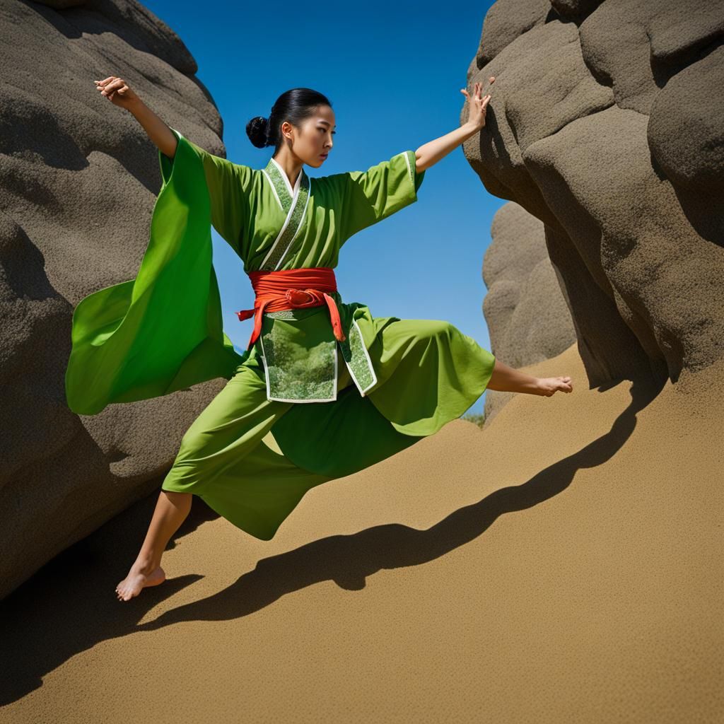 Blind Martial Artist Stomping Earth, Anime Style