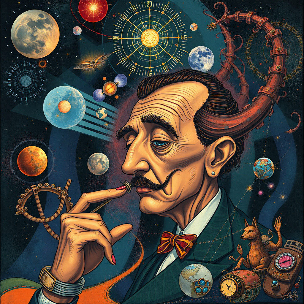 Surrealist Steampunk Astral Dreamscape in Mixed Media