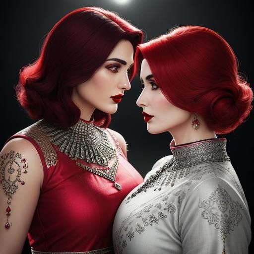 Two Women in Kurtis: Hyperrealistic Cinematic Portrait
