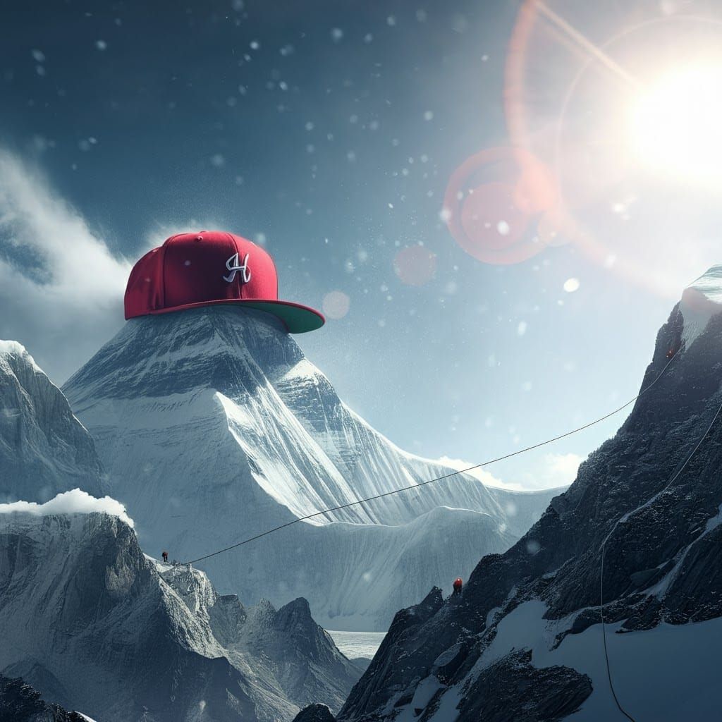 Mount Everest Dons a Baseball Cap in Sunlight