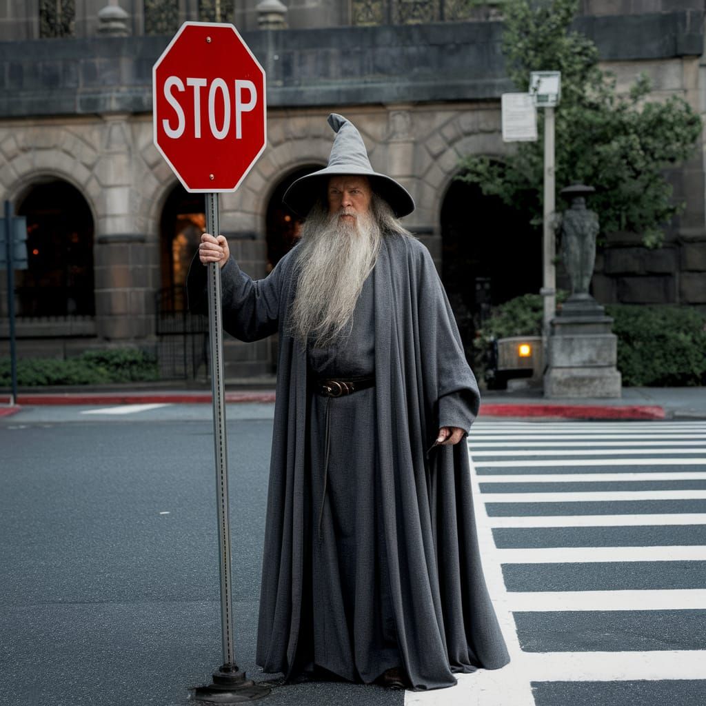 Gandalf the Grey, Traffic Sign, Fantasy Art