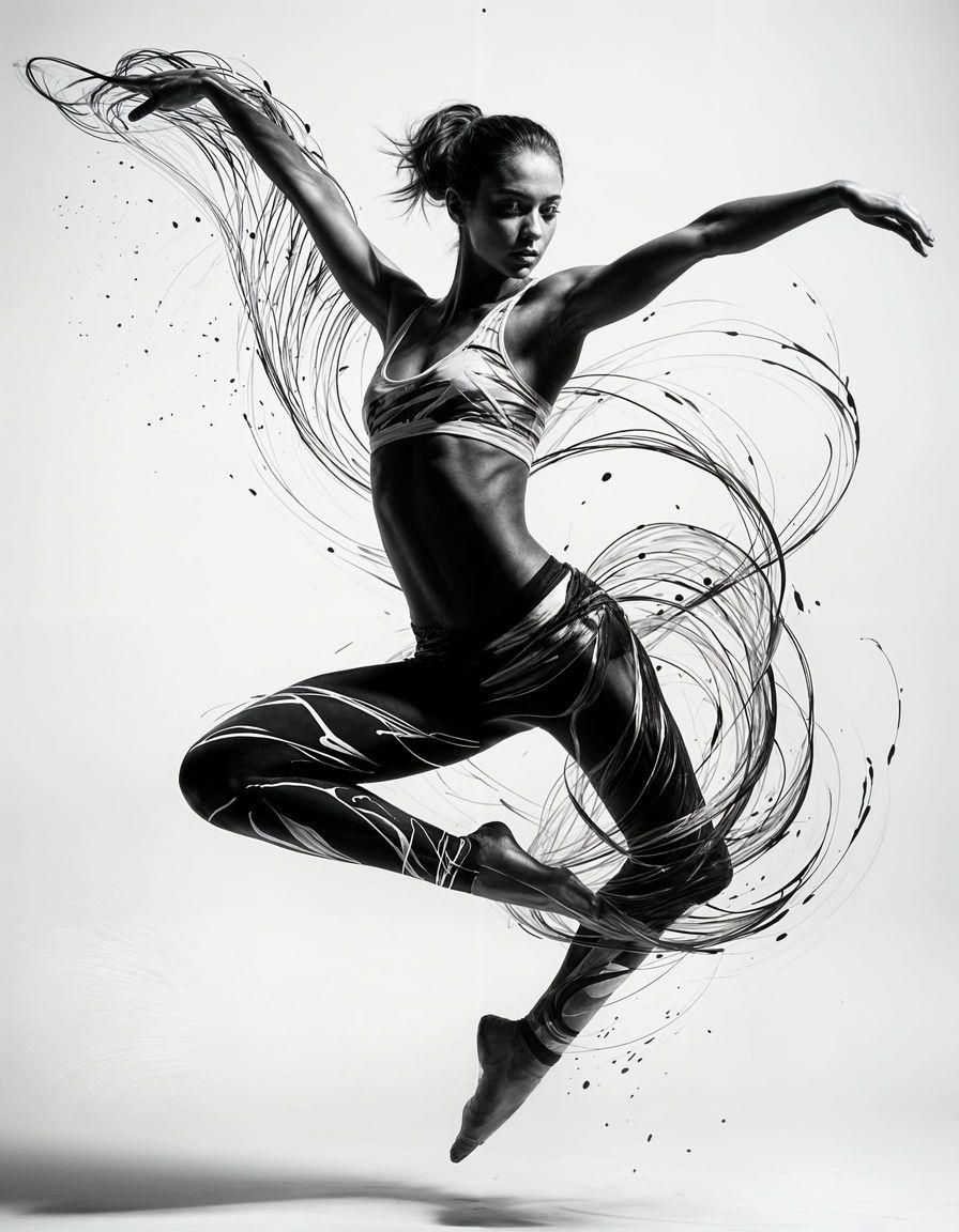 Dynamic Dancer in Motion: Mixed Media Photography
