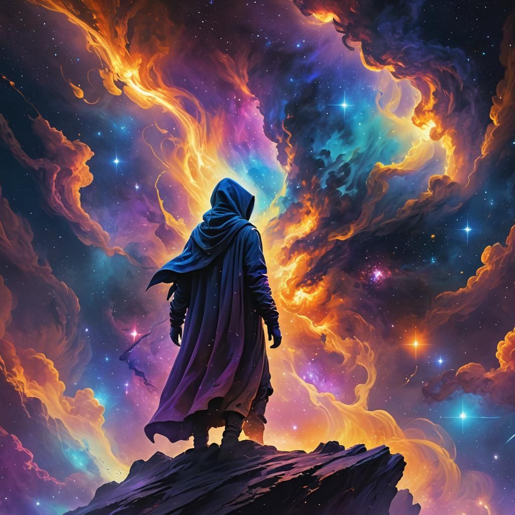 Ethereal Entity Whispering Secrets in Cosmic Fantasy Art