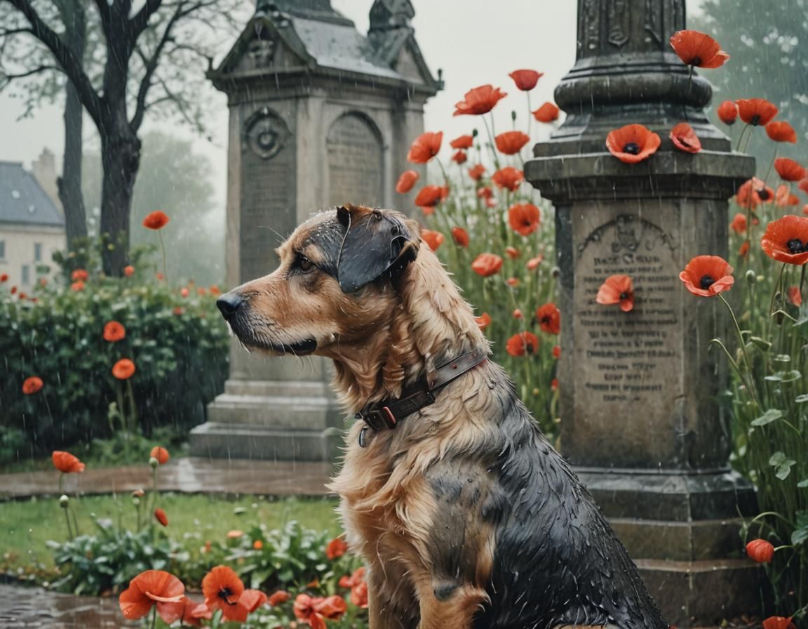 Romantic Watercolor: Dog at War Memorial