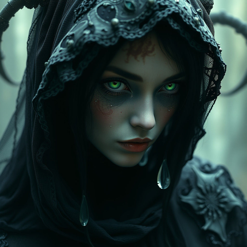 Mystical Spider Maiden in Gothic Horror Style