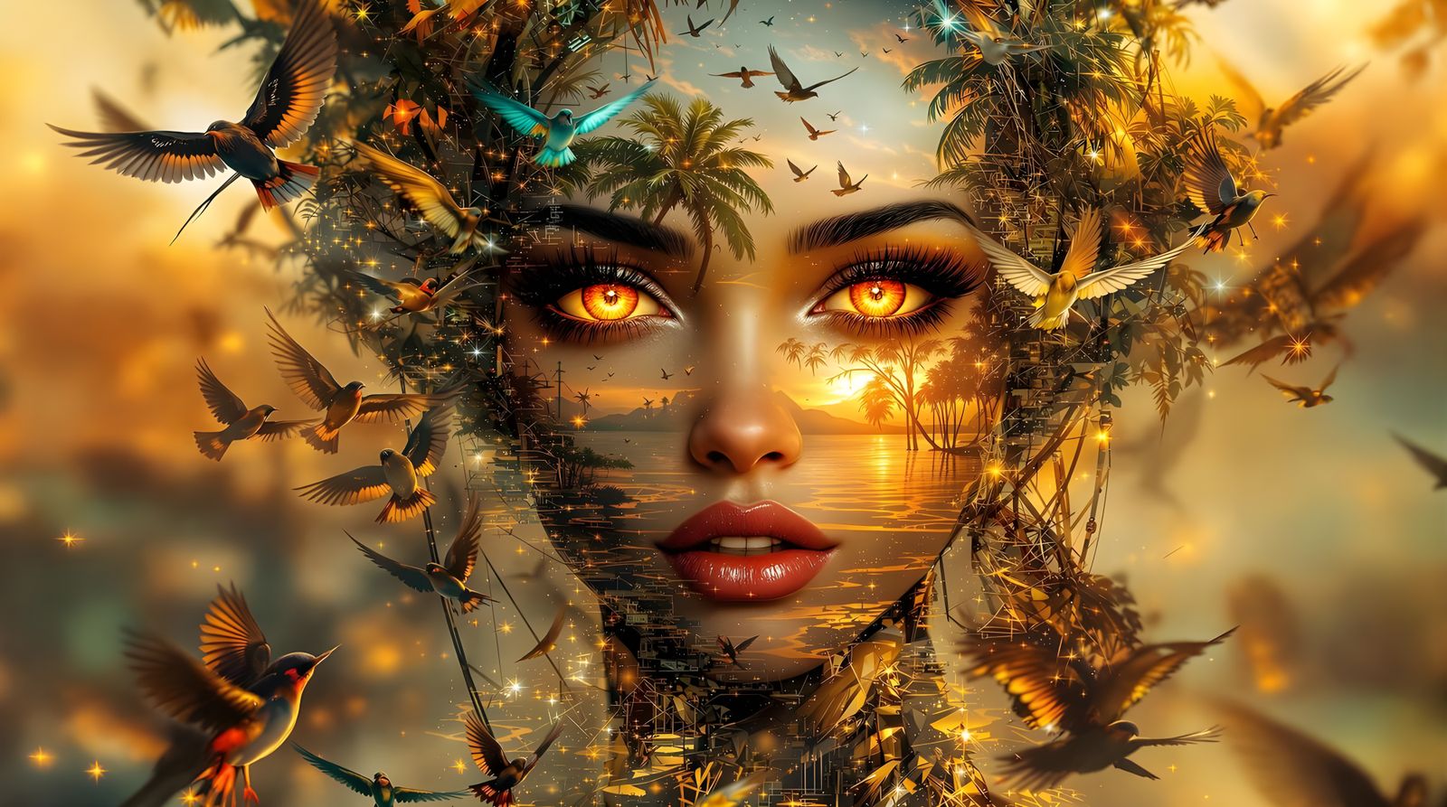 Cyborg Princess in Enchanted Jamaican Landscape