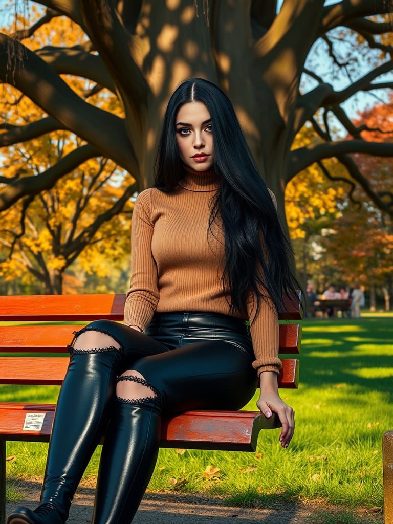 Woman in Park: Digital Painting with Expressive Textures