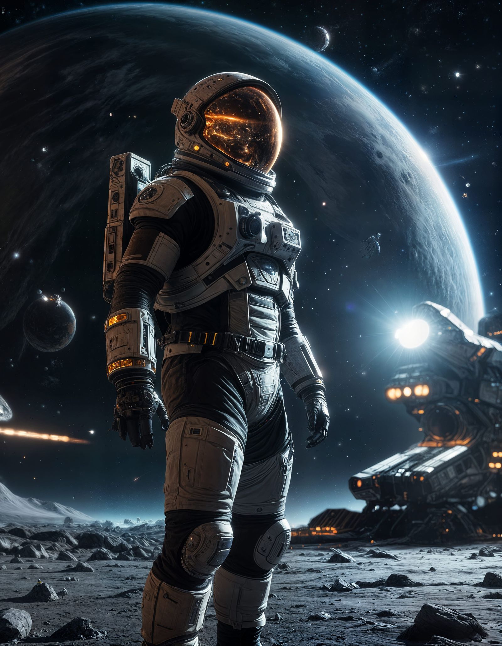 Astronaut and Spaceship in Epic 3D Style