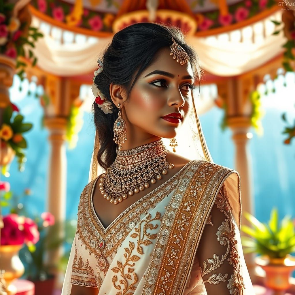 Ethereal Indian Bride in Vibrant Mandap