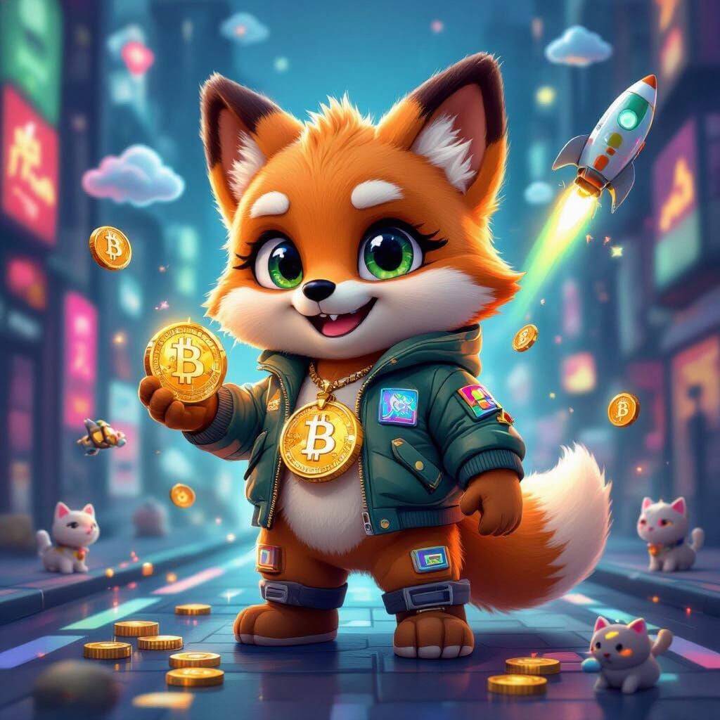 Teddy Fox Mascot in Anime-Western Cartoon Style