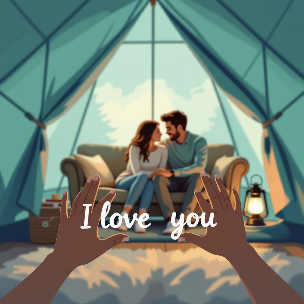 ASL "I Love You" Hands Romantic Tent Scene