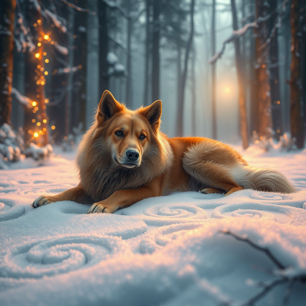 Majestic Dog in Winter Wonderland: Matte Painting