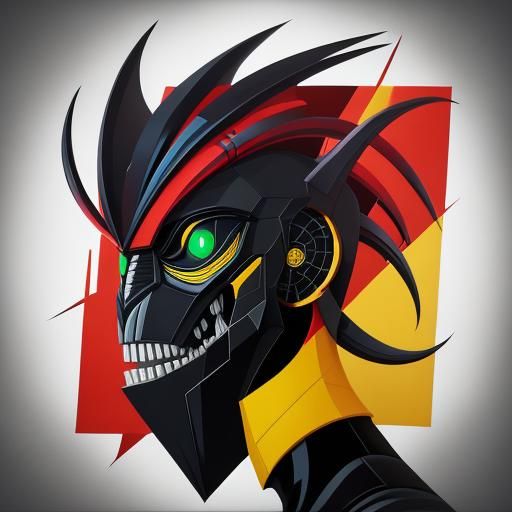 Cubist Xenomorph Portrait in Art Deco Style