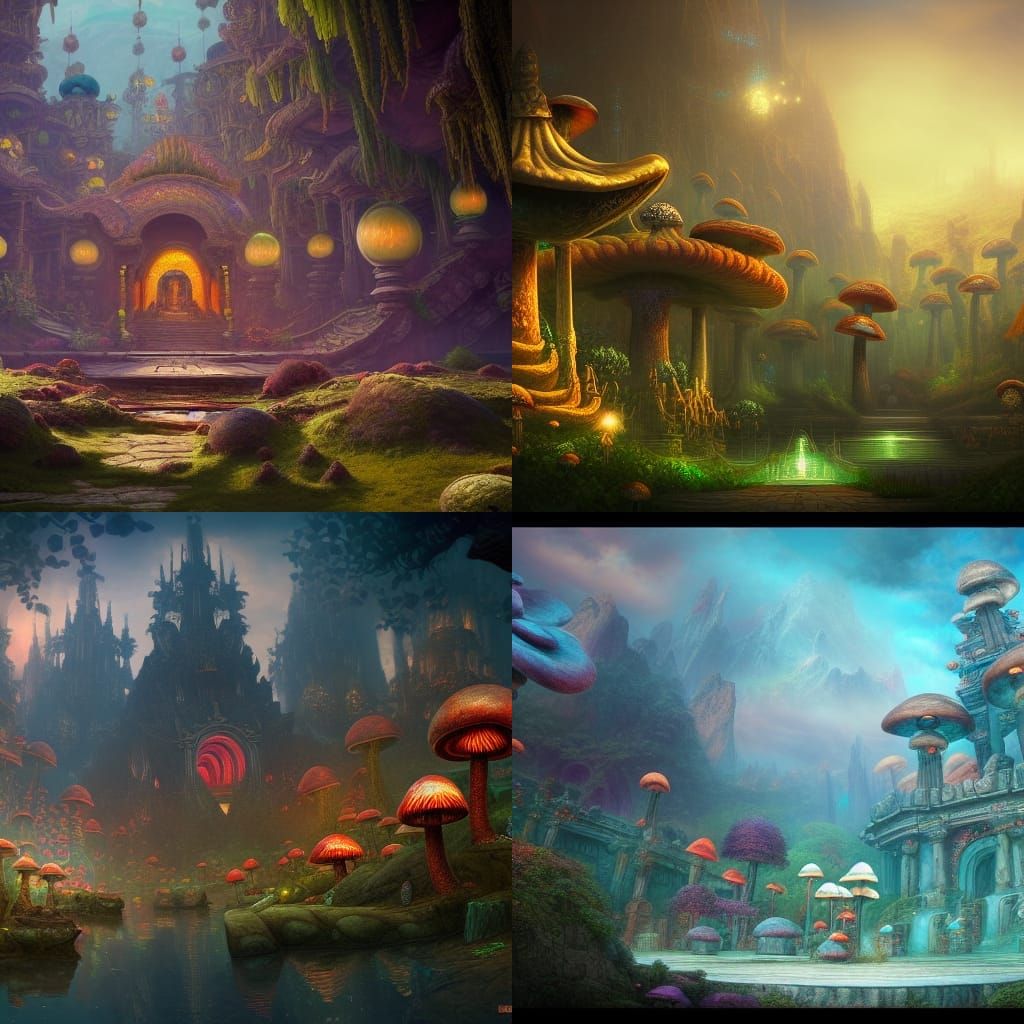 Fantastical Mushroom Temple Concept Art