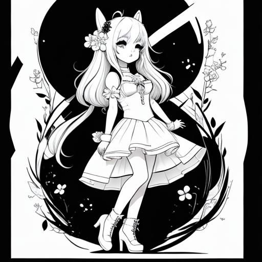 Chibi Bunny Coloring Page Line Art