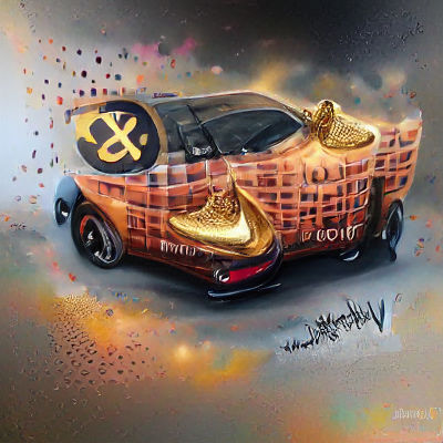 Airbrushed Car with Graffiti Art Style