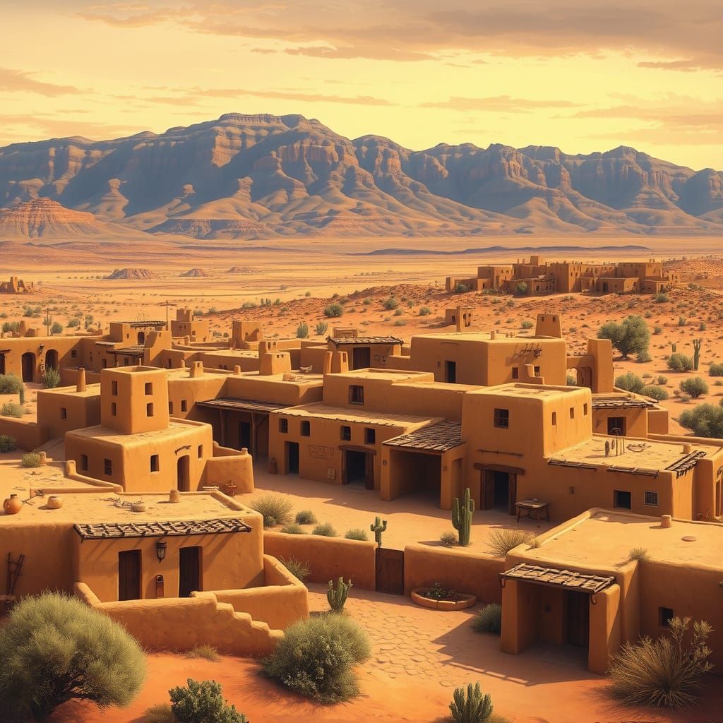 Hopi Pueblo Village in Golden Light